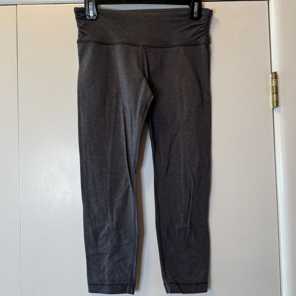 LULULEMON Crop Zipper Back Ruched Leggings Gray Women’s Size 6